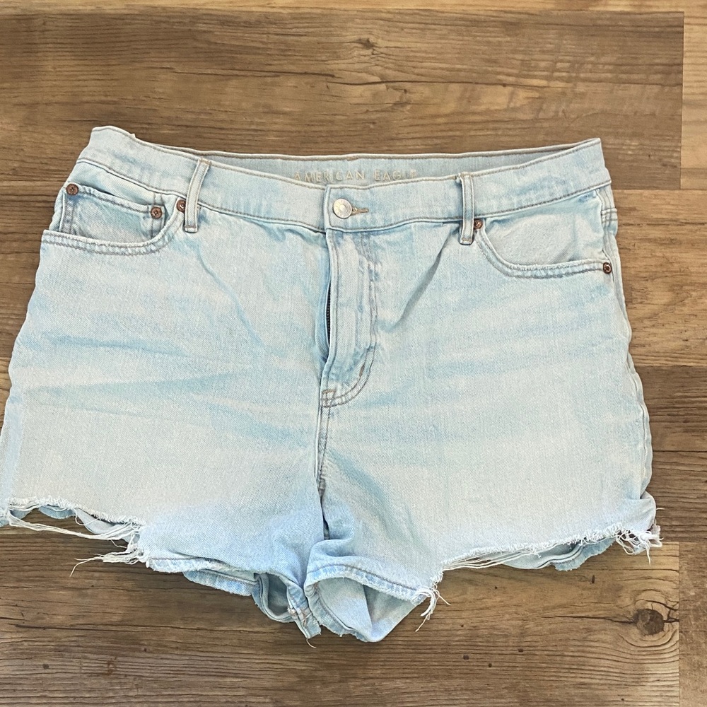 American Eagle Outfitters Light Blue High-Rise Denim Shorts